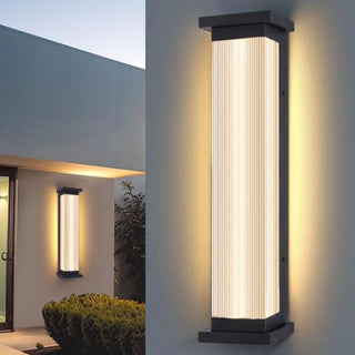 Contemporary Vertical Metal Exterior Black Wall Light Zawala Image - 2