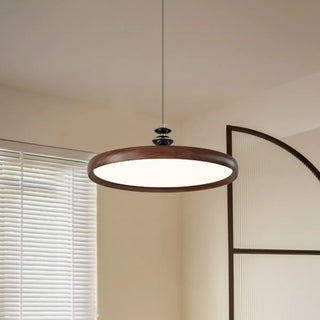 Contemporary Circle Acrylic Dining Room Walnut Pendant Light Zawala Image - 1