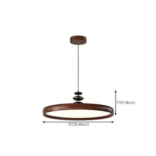 Contemporary Circle Acrylic Dining Room Walnut Pendant Light Zawala #size