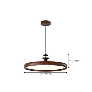 Contemporary Circle Acrylic Dining Room Walnut Pendant Light Zawala Image - 11