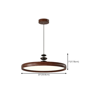Contemporary Circle Acrylic Dining Room Walnut Pendant Light Zawala Image - 12