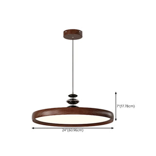Contemporary Circle Acrylic Dining Room Walnut Pendant Light Zawala Image - 13