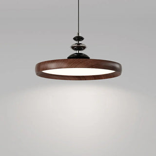 Contemporary Circle Acrylic Dining Room Walnut Pendant Light Zawala Image - 4