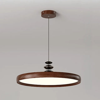 Contemporary Circle Acrylic Dining Room Walnut Pendant Light Zawala Image - 5