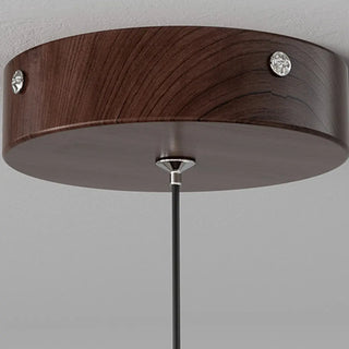 Contemporary Circle Acrylic Dining Room Walnut Pendant Light Zawala Image - 7