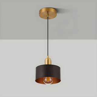 ZOWALA - Contemporary Bedroom Solid Wood Drum Pendant Light Image - 11