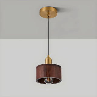 ZOWALA - Contemporary Bedroom Solid Wood Drum Pendant Light Image - 12