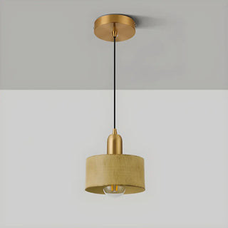 ZOWALA - Contemporary Bedroom Solid Wood Drum Pendant Light Image - 13