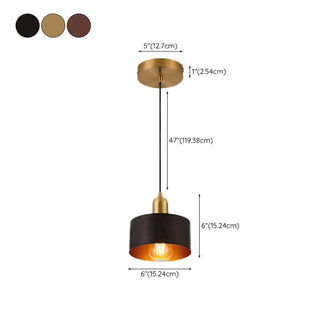 ZOWALA - Contemporary Bedroom Solid Wood Drum Pendant Light #size