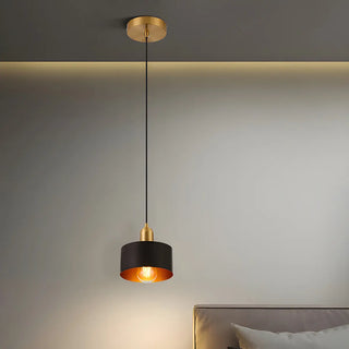 ZOWALA - Contemporary Bedroom Solid Wood Drum Pendant Light Image - 2
