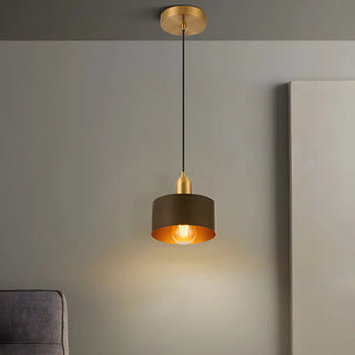 ZOWALA - Contemporary Bedroom Solid Wood Drum Pendant Light Image - 5