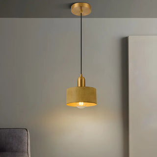 ZOWALA - Contemporary Bedroom Solid Wood Drum Pendant Light Image - 6