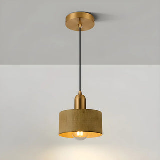 ZOWALA - Contemporary Bedroom Solid Wood Drum Pendant Light Image - 8