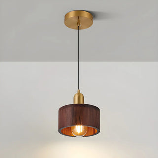ZOWALA - Contemporary Bedroom Solid Wood Drum Pendant Light Image - 9