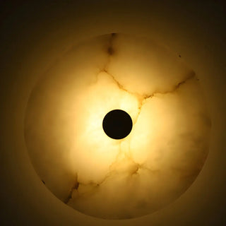 Contemporary Alabaster Circular Round White Wall Lamp Zawala Image - 18