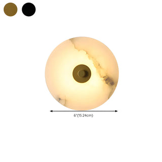 Contemporary Alabaster Circular Round White Wall Lamp Zawala #size