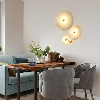 Contemporary Alabaster Circular Round White Wall Lamp Zawala Image - 4