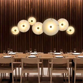 Contemporary Alabaster Circular Round White Wall Lamp Zawala Image - 5