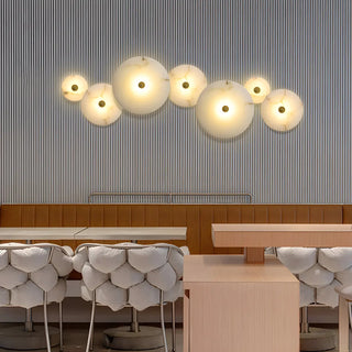 Contemporary Alabaster Circular Round White Wall Lamp Zawala Image - 6