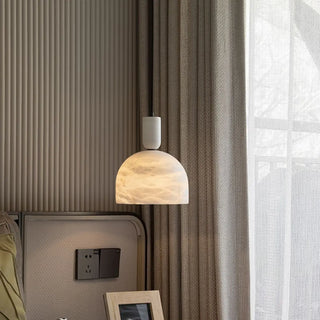 ZOWALA - Contemporary Dome Alabaster Bedroom White Pendant Light Image - 1