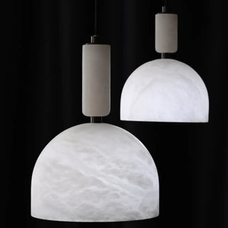 ZOWALA - Contemporary Dome Alabaster Bedroom White Pendant Light Image - 12