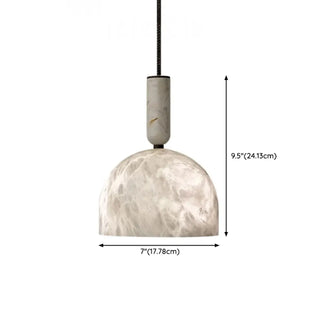 ZOWALA - Contemporary Dome Alabaster Bedroom White Pendant Light Image - 14