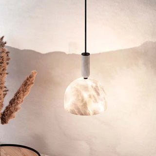 ZOWALA - Contemporary Dome Alabaster Bedroom White Pendant Light Image - 2