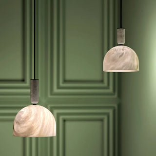 ZOWALA - Contemporary Dome Alabaster Bedroom White Pendant Light Image - 4