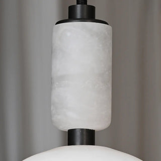 ZOWALA - Contemporary Dome Alabaster Bedroom White Pendant Light Image - 9