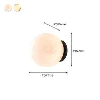 Contemporary Alabaster White Globe Bedroom Wall Sconce #size