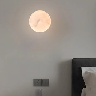 Contemporary Alabaster White Globe Bedroom Wall Sconce Image - 4