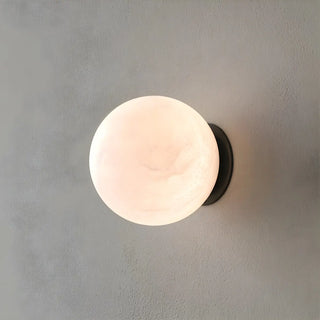 Contemporary Alabaster White Globe Bedroom Wall Sconce Image - 6