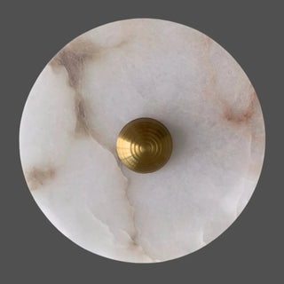 Contemporary Alabaster Round Living Room White Wall Sconce Zawala Image - 10