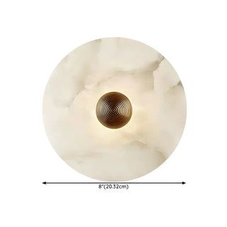 Contemporary Alabaster Round Living Room White Wall Sconce Zawala #size