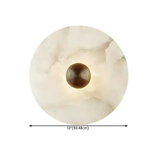 Contemporary Alabaster Round Living Room White Wall Sconce Zawala Image - 13