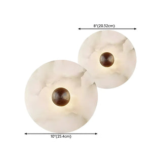 Contemporary Alabaster Round Living Room White Wall Sconce Zawala Image - 15