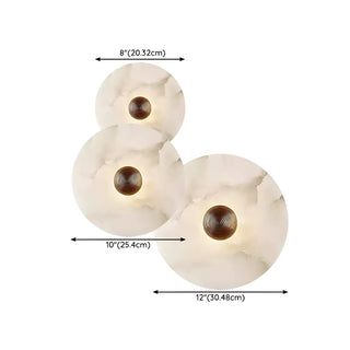 Contemporary Alabaster Round Living Room White Wall Sconce Zawala Image - 16