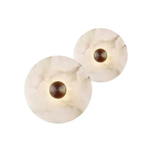 Contemporary Alabaster Round Living Room White Wall Sconce Zawala Image - 4