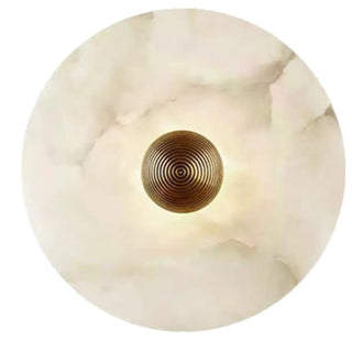 Contemporary Alabaster Round Living Room White Wall Sconce Zawala Image - 5