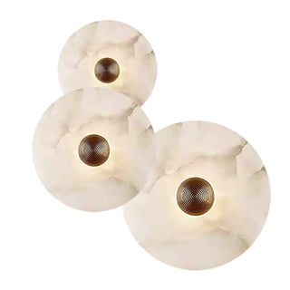 Contemporary Alabaster Round Living Room White Wall Sconce Zawala Image - 6