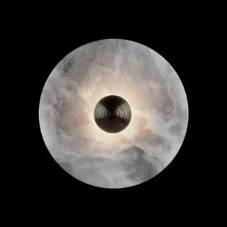 Contemporary Alabaster Round Living Room White Wall Sconce Zawala Image - 7