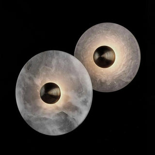 Contemporary Alabaster Round Living Room White Wall Sconce Zawala Image - 8