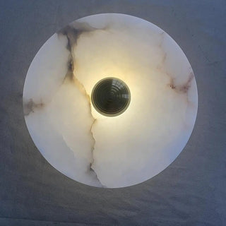 Contemporary Alabaster Round Living Room White Wall Sconce Zawala Image - 9