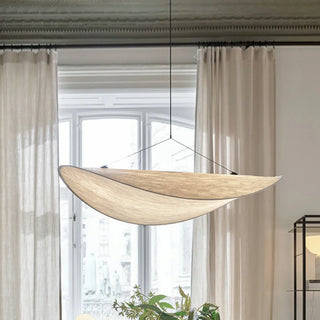 ZOWALA - Contemporary Dining Room White Curved Fabric Pendant Light Image - 1