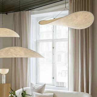 ZOWALA - Contemporary Dining Room White Curved Fabric Pendant Light Image - 10