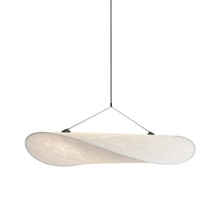 ZOWALA - Contemporary Dining Room White Curved Fabric Pendant Light Image - 13