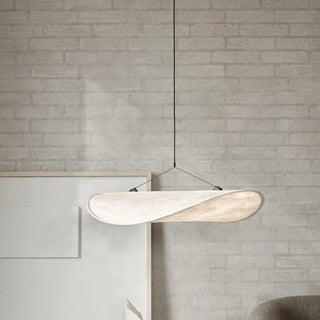 ZOWALA - Contemporary Dining Room White Curved Fabric Pendant Light Image - 2