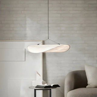 ZOWALA - Contemporary Dining Room White Curved Fabric Pendant Light Image - 5