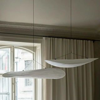 ZOWALA - Contemporary Dining Room White Curved Fabric Pendant Light Image - 6