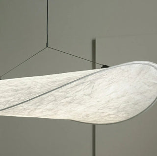 ZOWALA - Contemporary Dining Room White Curved Fabric Pendant Light Image - 9